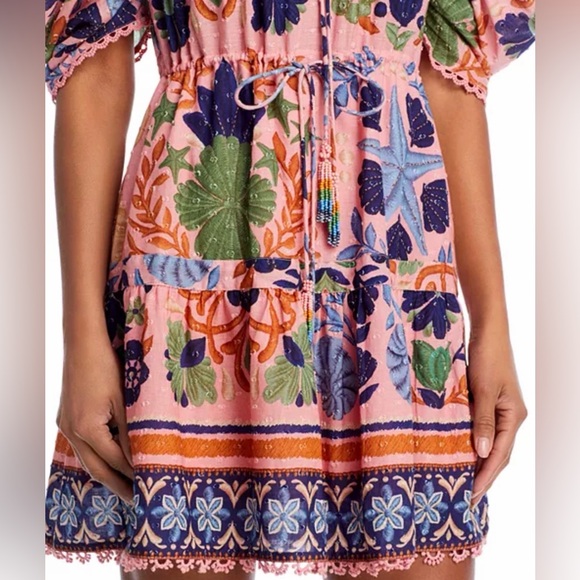 FARM Rio | Seashell Tapestry Cotton Mini Dress | XS - NWT - Picture 6 of 7